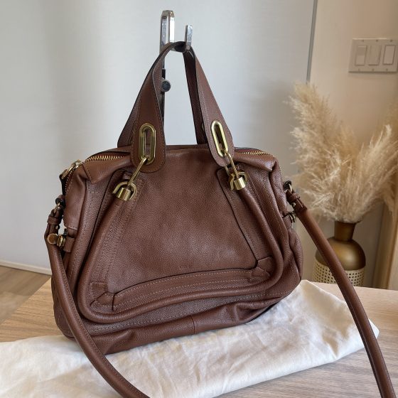 Chloe Brown Pebbled Leather Medium Paraty Bag