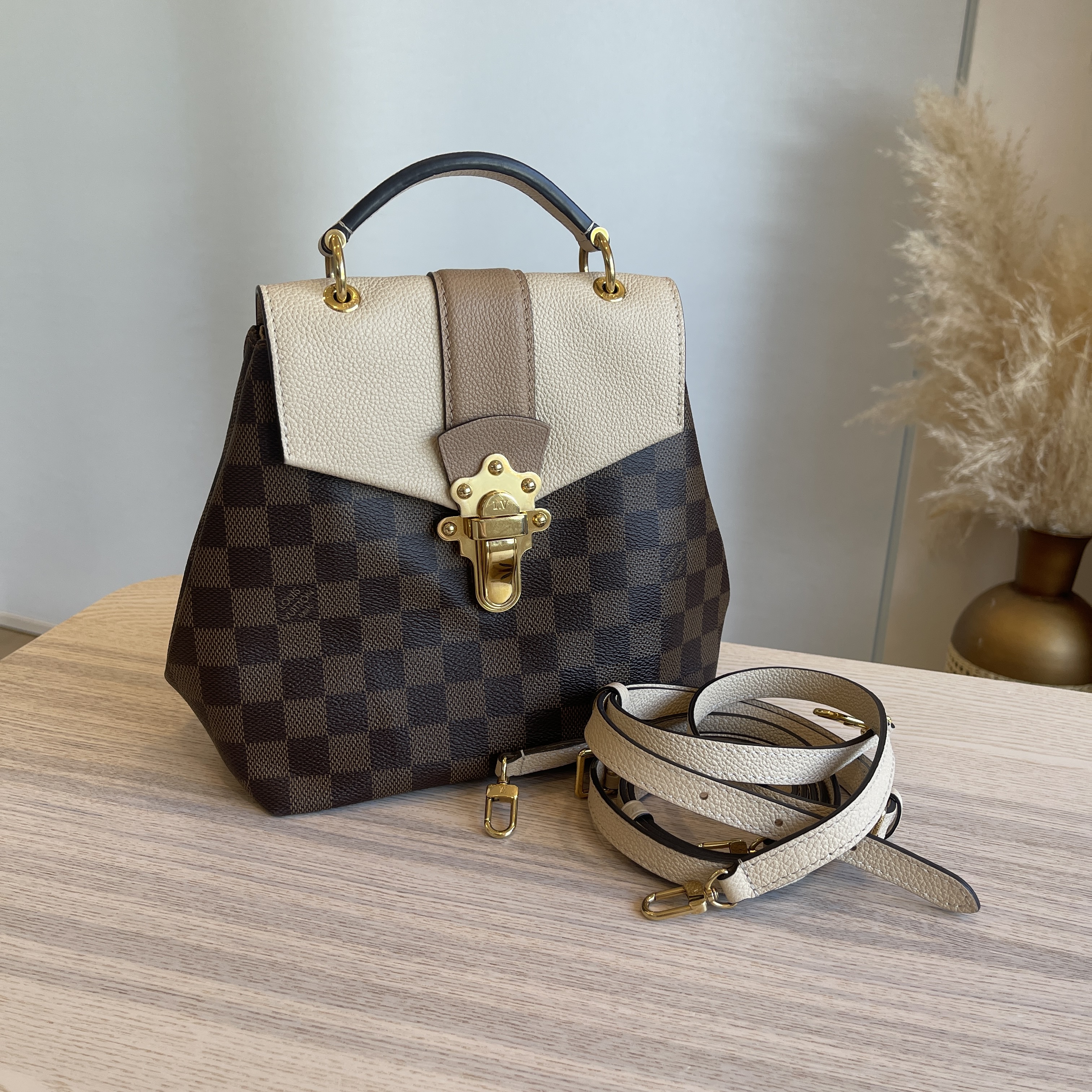 Louis Vuitton Damier Ebene Cream Clapton Backpack