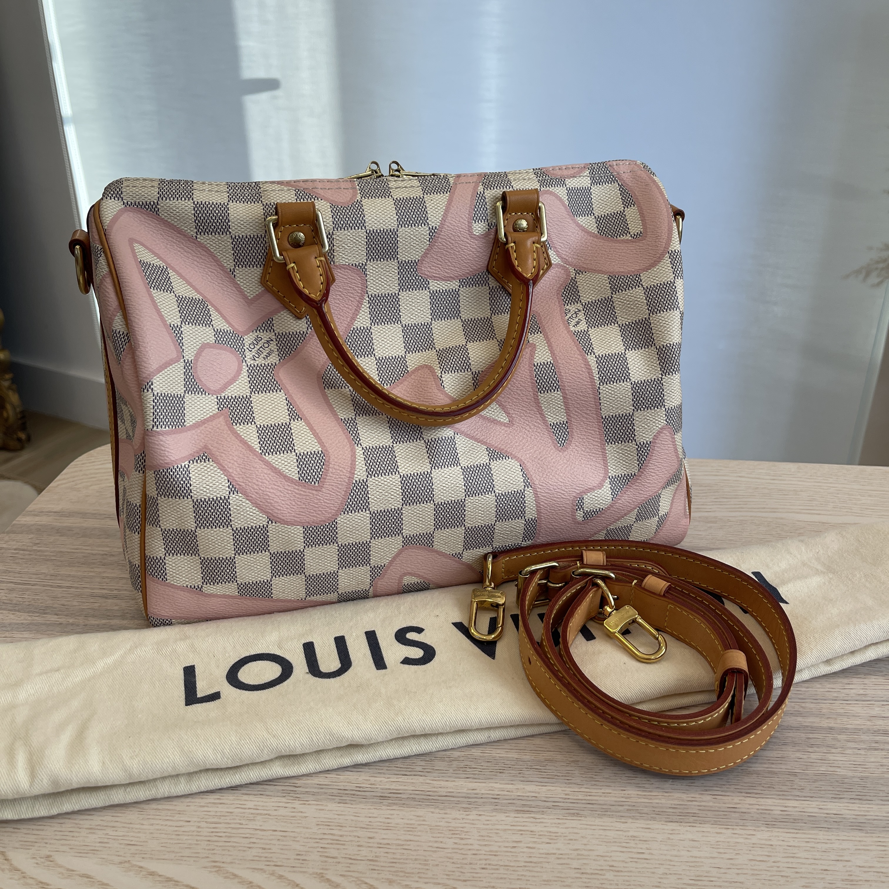 LOUIS VUITTON SPEEDY 30 BANDOULIERE DAMIER AZUR TAHITIENNE *AUTHENTIC*