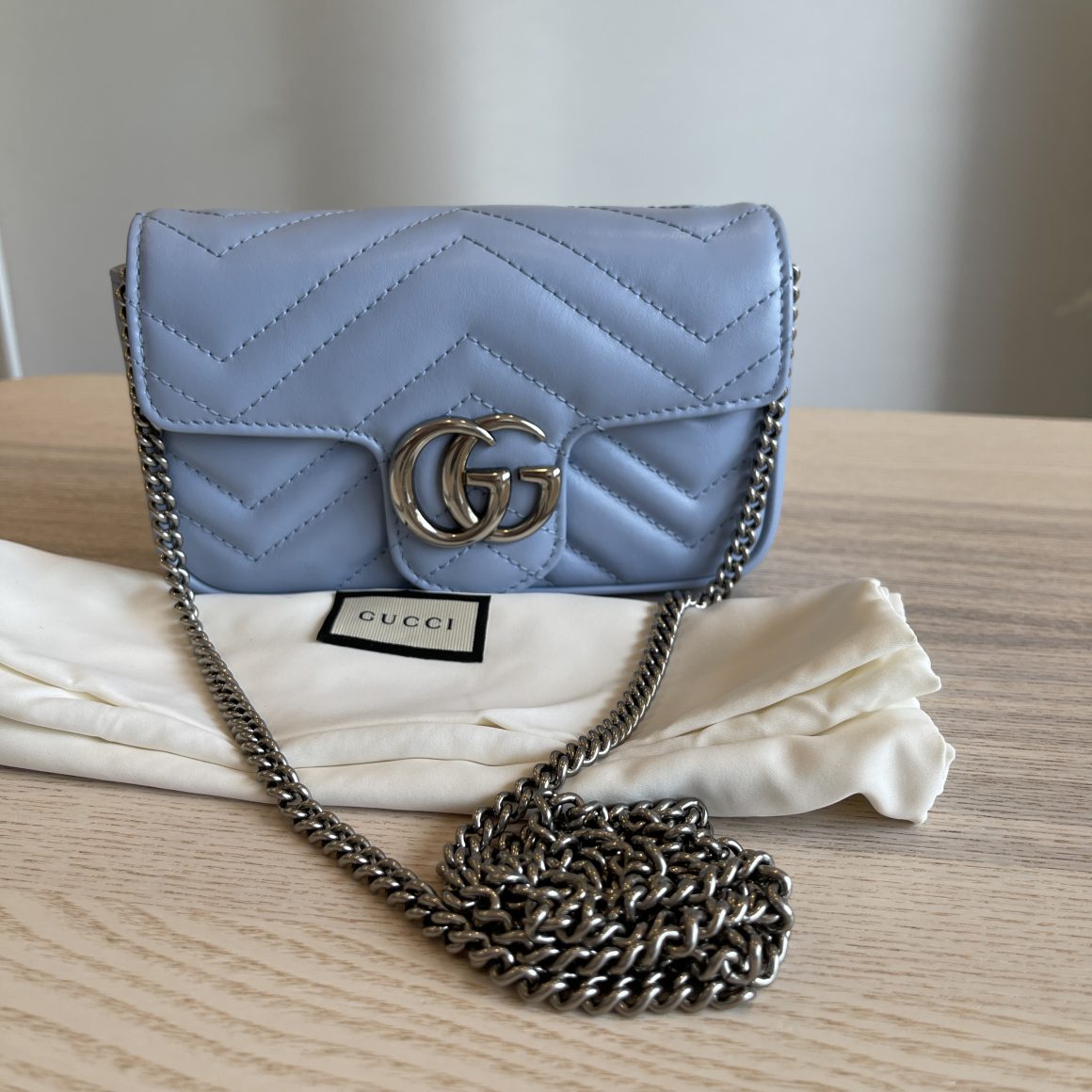 Blue gucci marmont bag deals