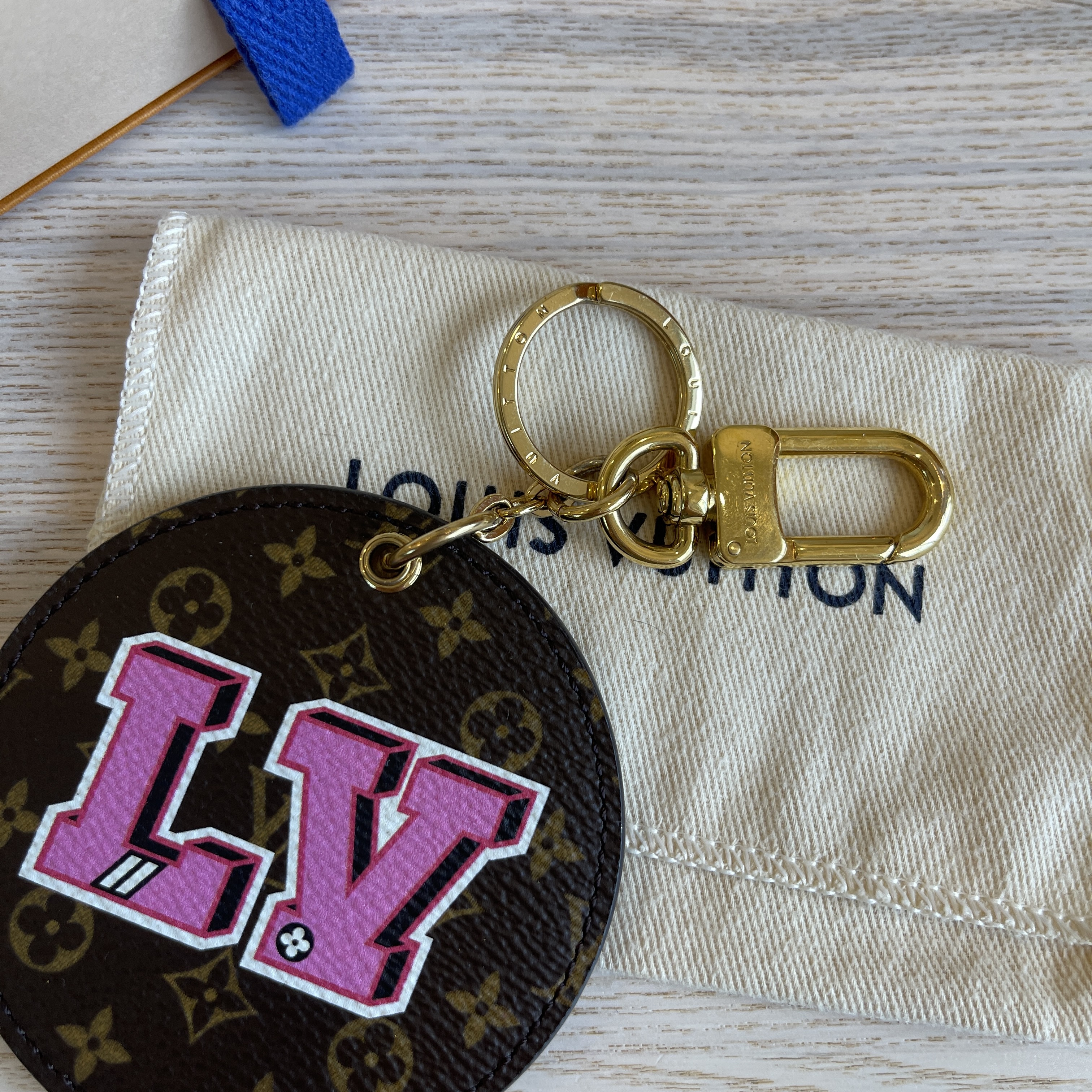 Louis Vuitton Pattern Print, Pink Monogram Mirror Key Holder and Bag Charm
