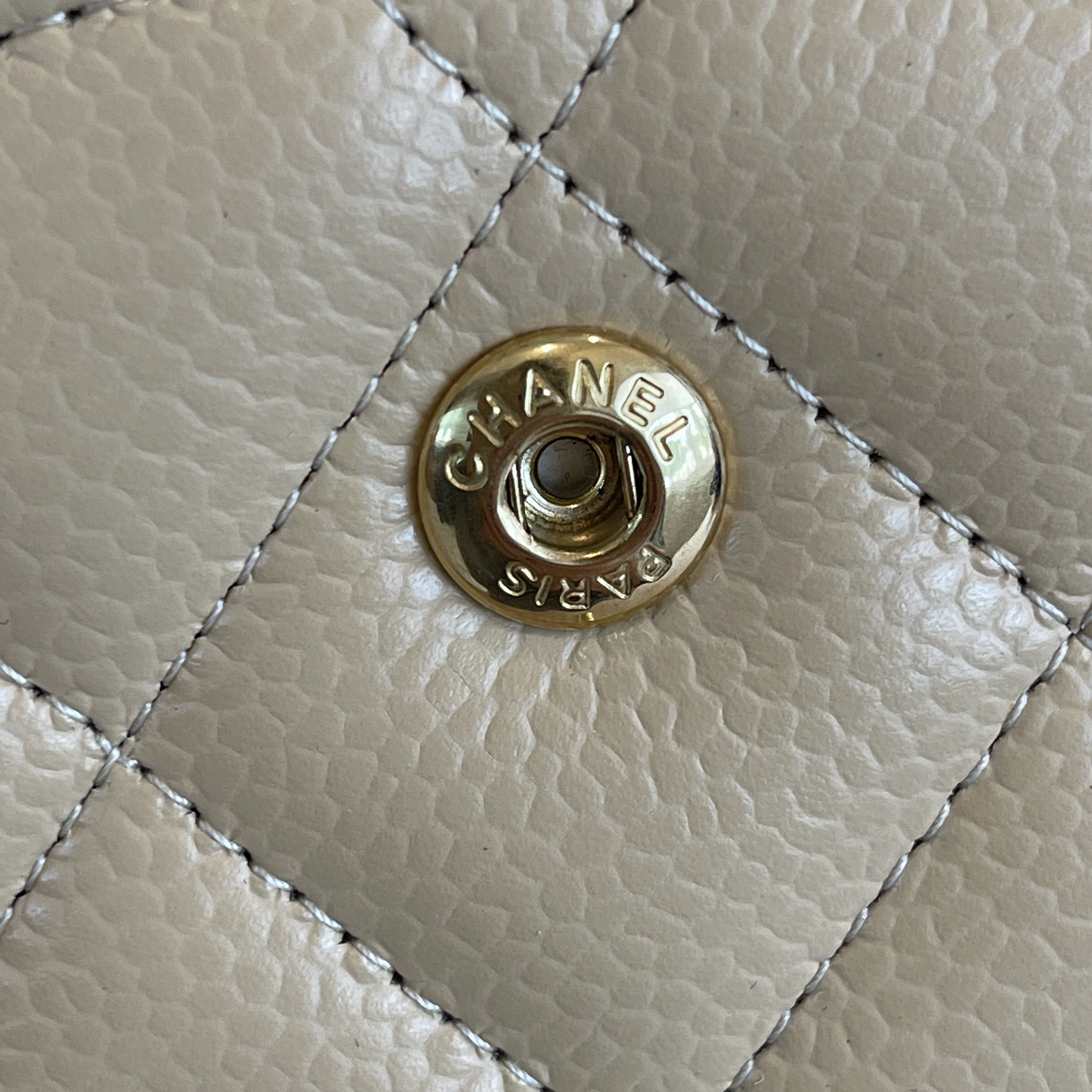 Chanel Caviar Quilted Jumbo Double Flap Beige Gold Hardware