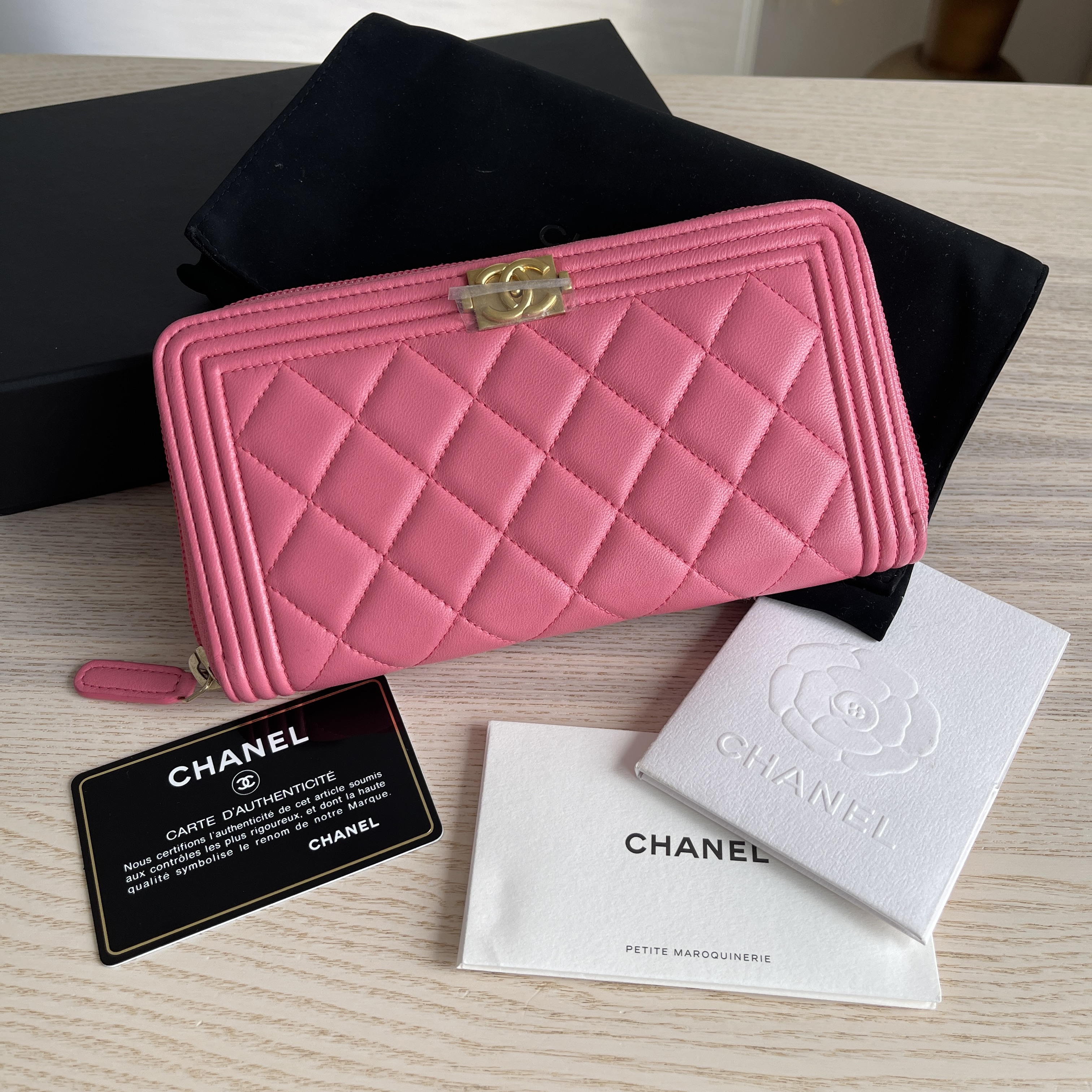 Chanel Boy Zip Around Wallet Quilted Caviar Long - ShopStyle