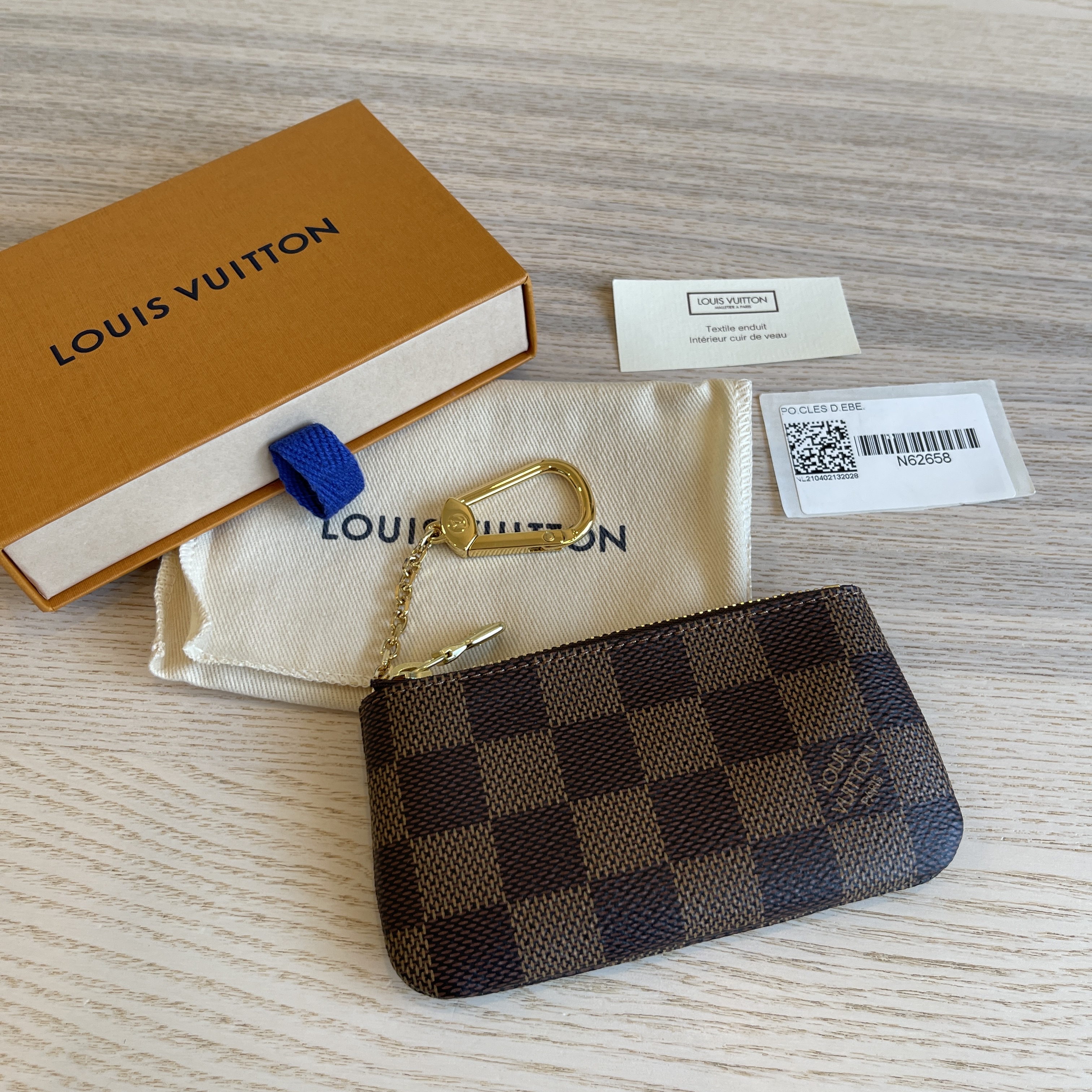 Louis Vuitton Pochette Key Cles Damier Ebene Coin Case