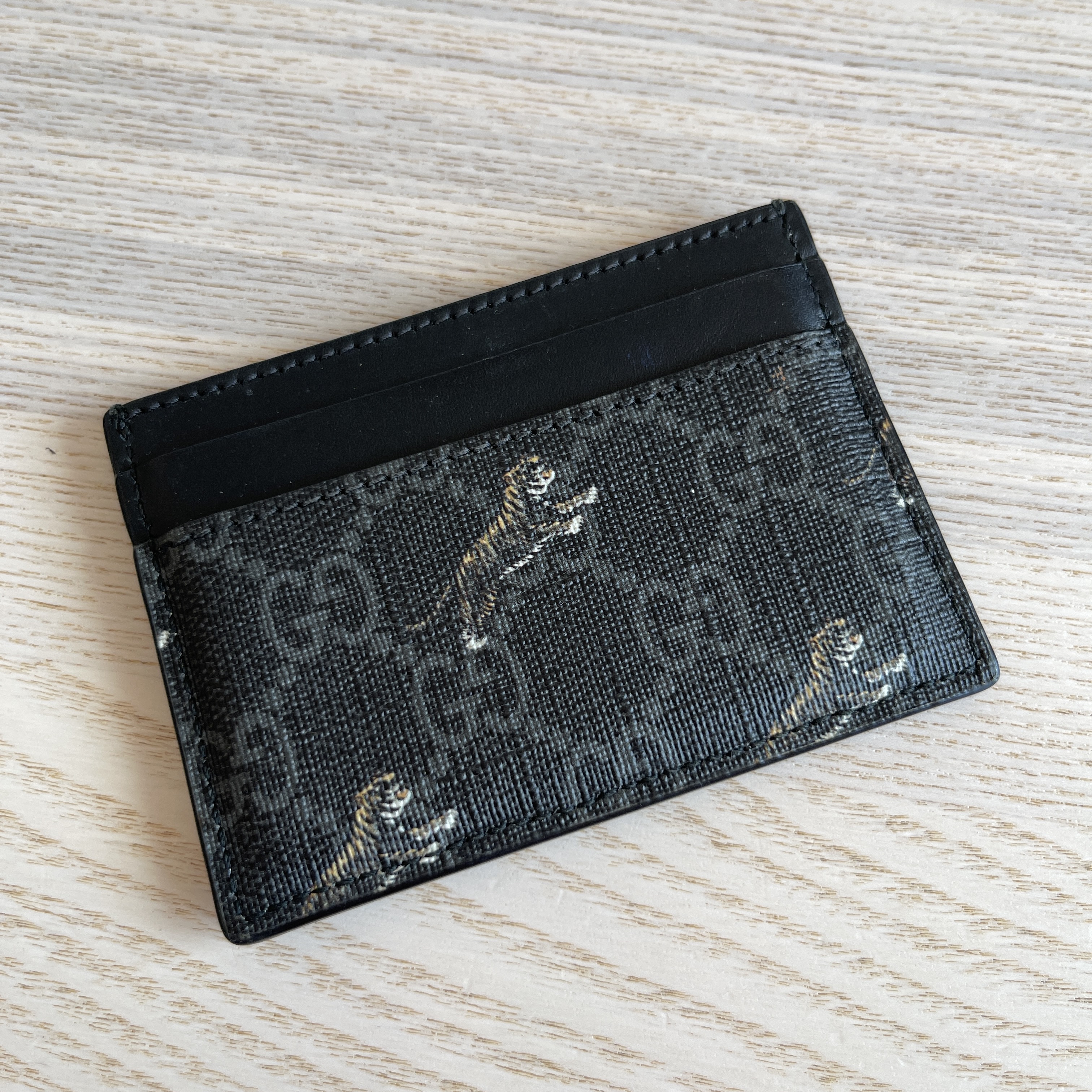 Gucci Black Men's Gg Wallet With Tiger Print