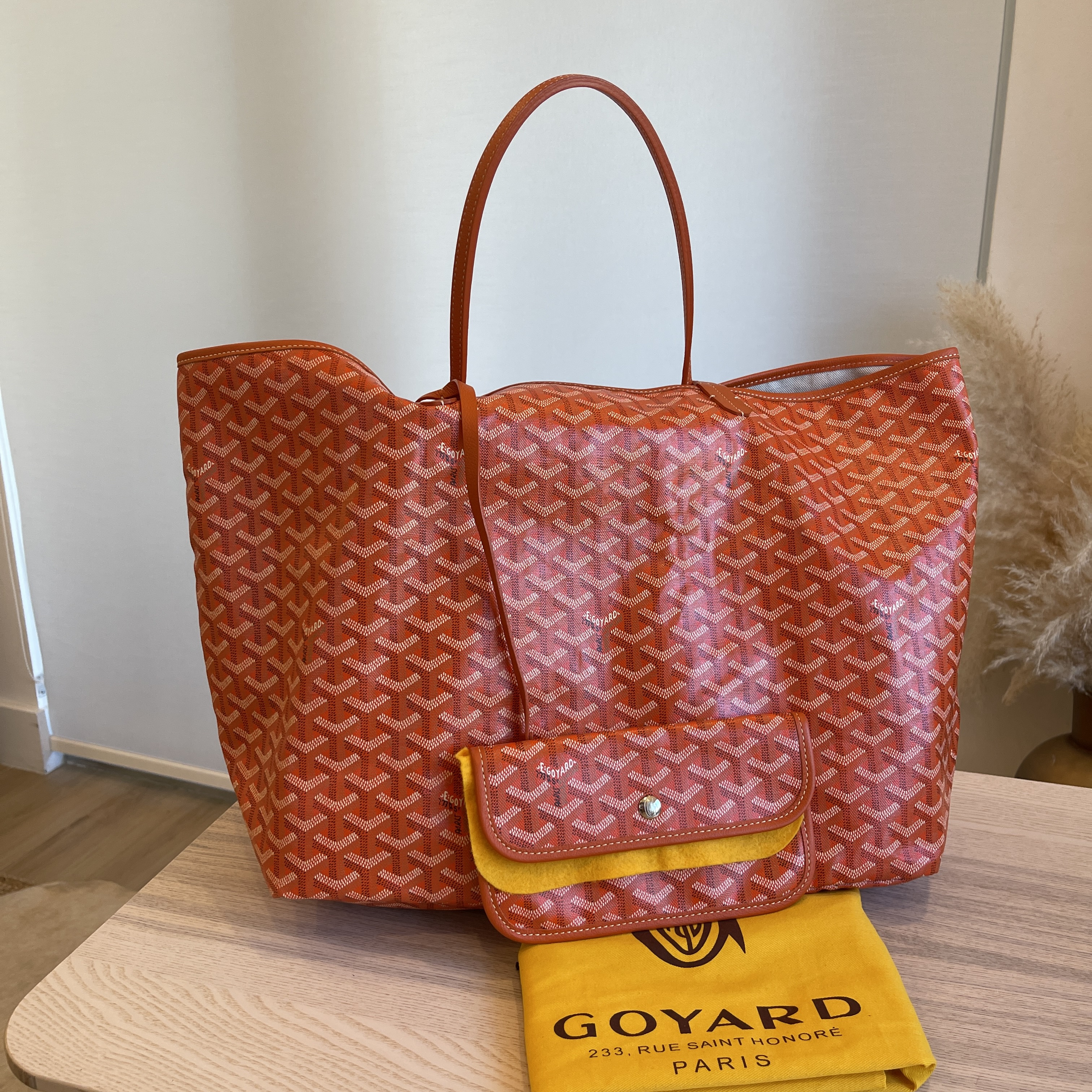 GOYARD Goyardine Saint Louis GM Green w Orange Stripe 36915