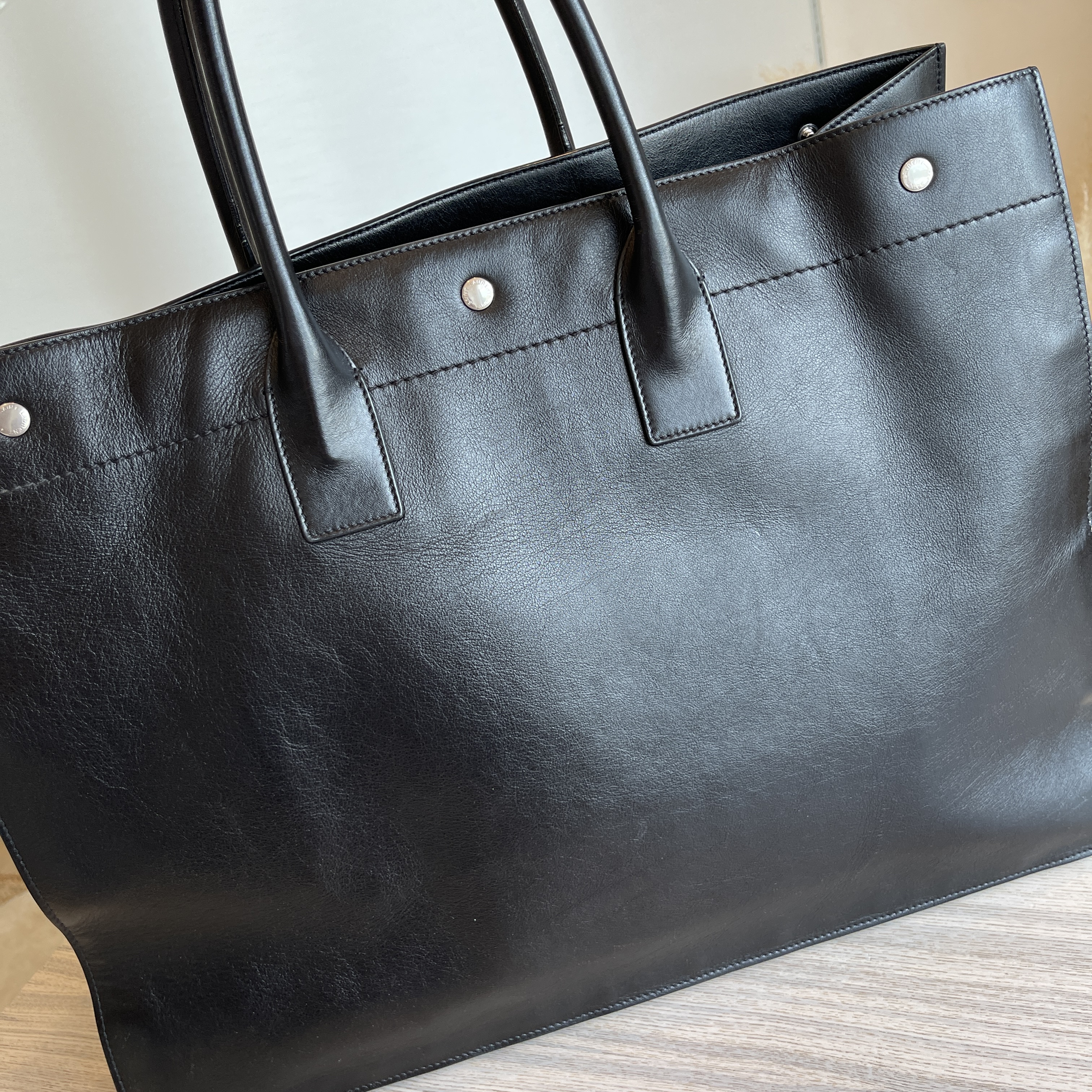 Rive gauche large tote online bag in smooth leather