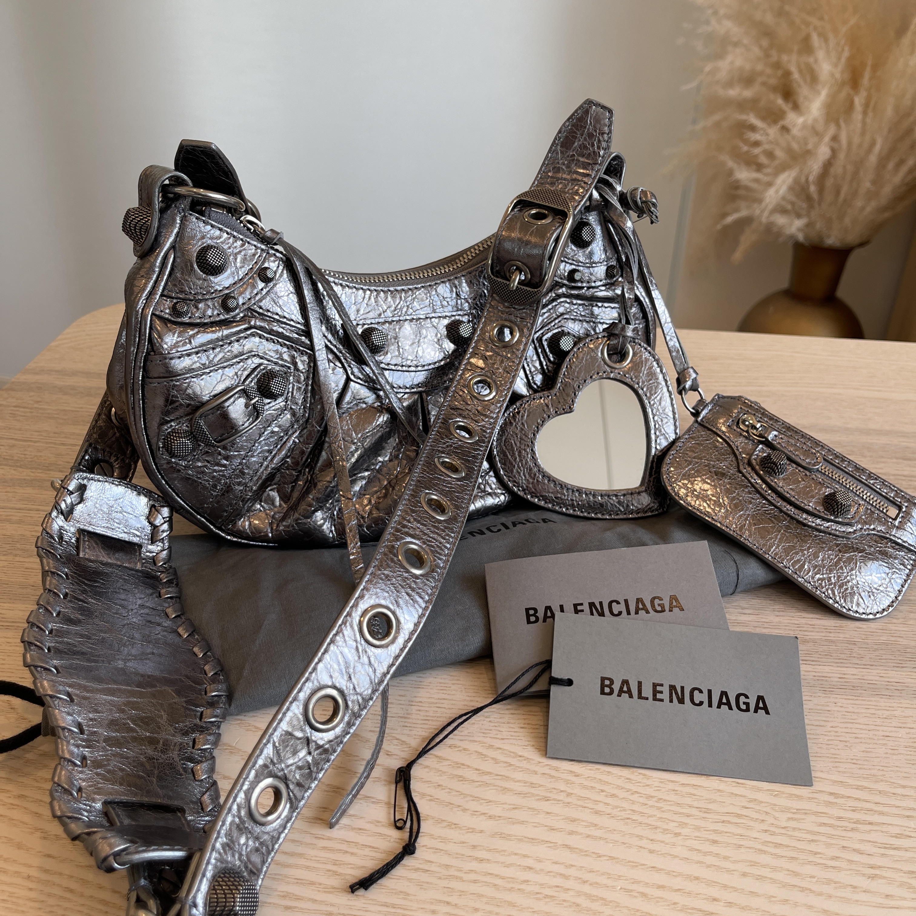 Balenciaga Le Cagole Crossbody Bag In Silver