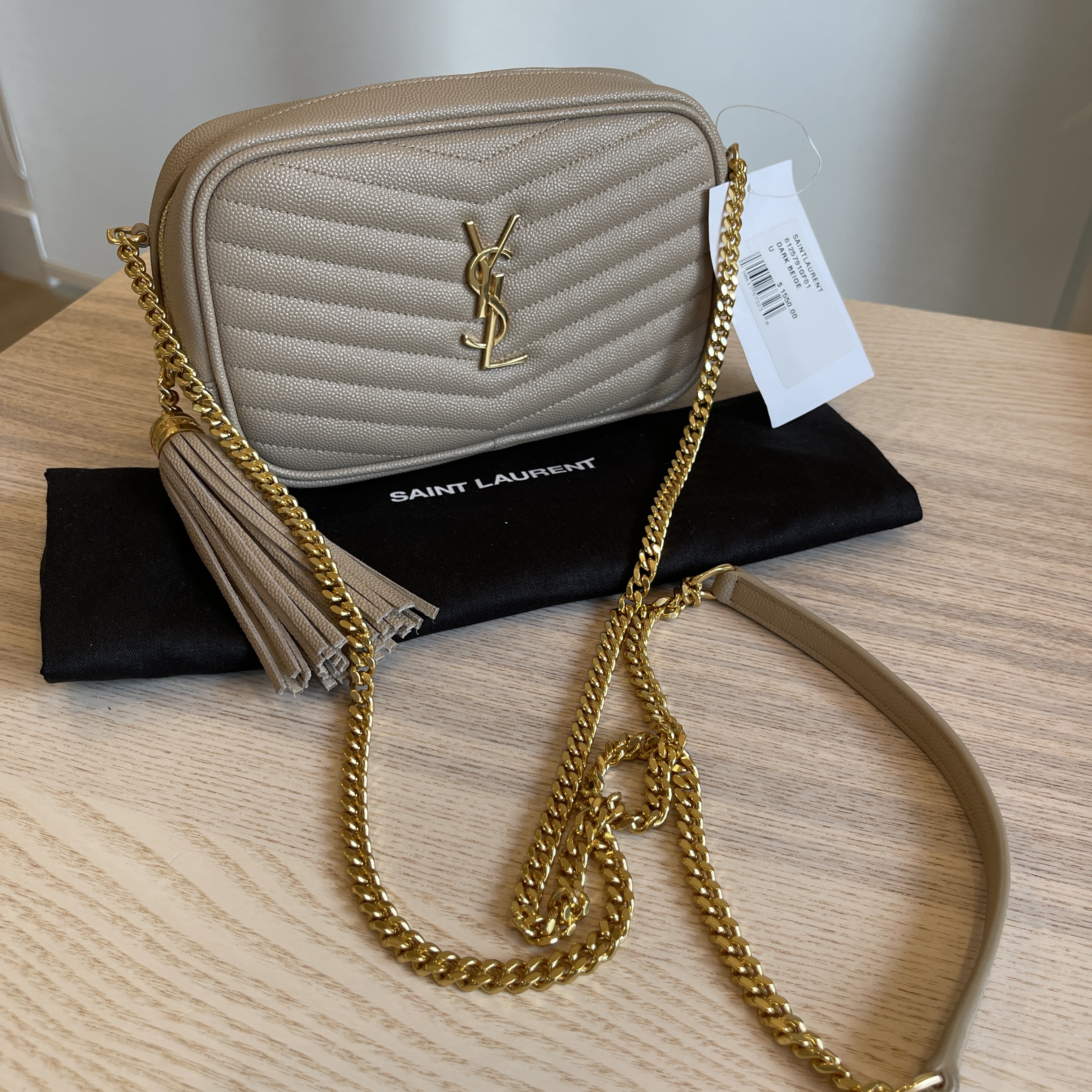 Saint Laurent Beige Matelasse Mini Lou Camera Bag