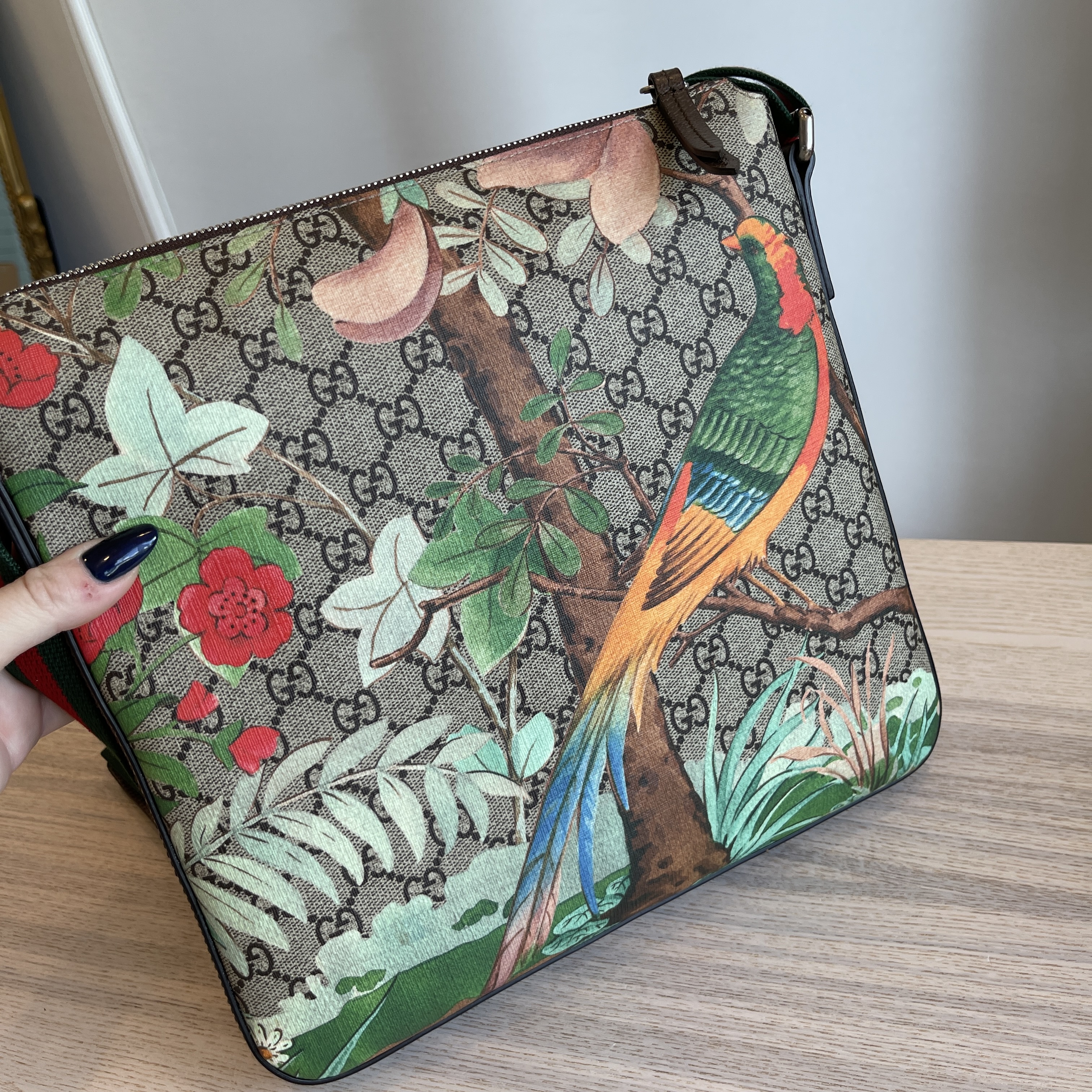 Gucci Front Zip Messenger Tian Print GG Coated Canvas Medium