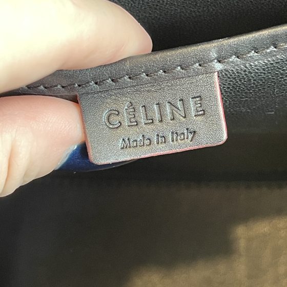 Celine Smooth Calfskin Nano Luggage Black with red Trim