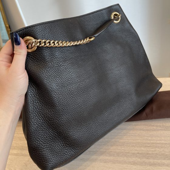 Gucci Pebbled Calfskin Medium Soho Chain Shoulder Bag Black