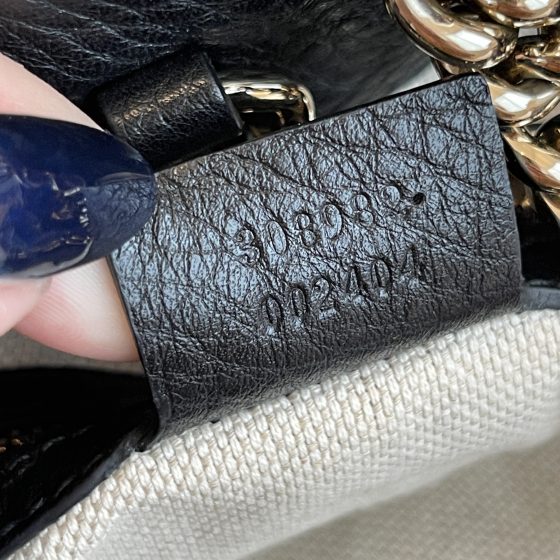 Gucci Pebbled Calfskin Medium Soho Chain Shoulder Bag Black