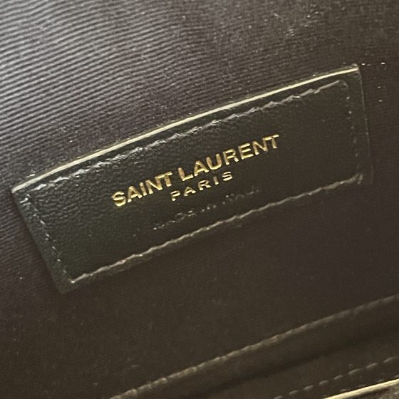 Saint Laurent Large Quilted YSL Zip Wristlet Vintage Peach