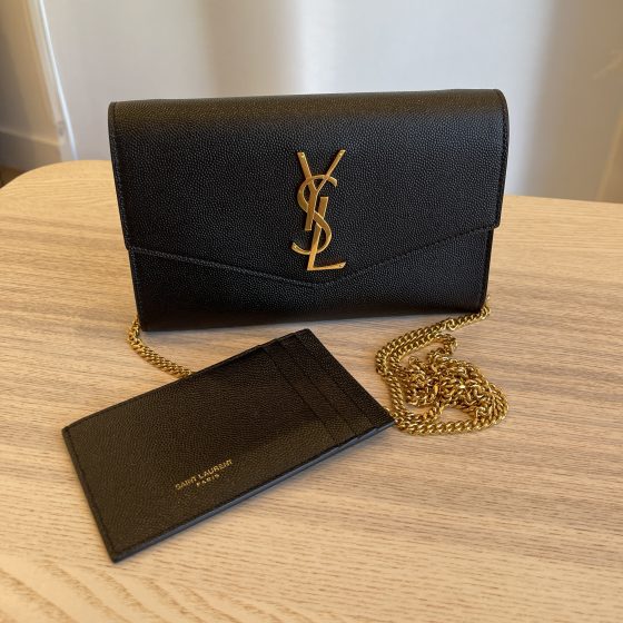 Saint Laurent Grain De Poudre Uptown Chain Wallet Black