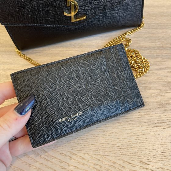 Saint Laurent Grain De Poudre Uptown Chain Wallet Black