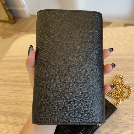 Saint Laurent Grain De Poudre Uptown Chain Wallet Black