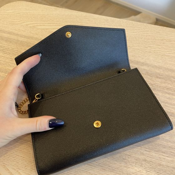 Saint Laurent Grain De Poudre Uptown Chain Wallet Black