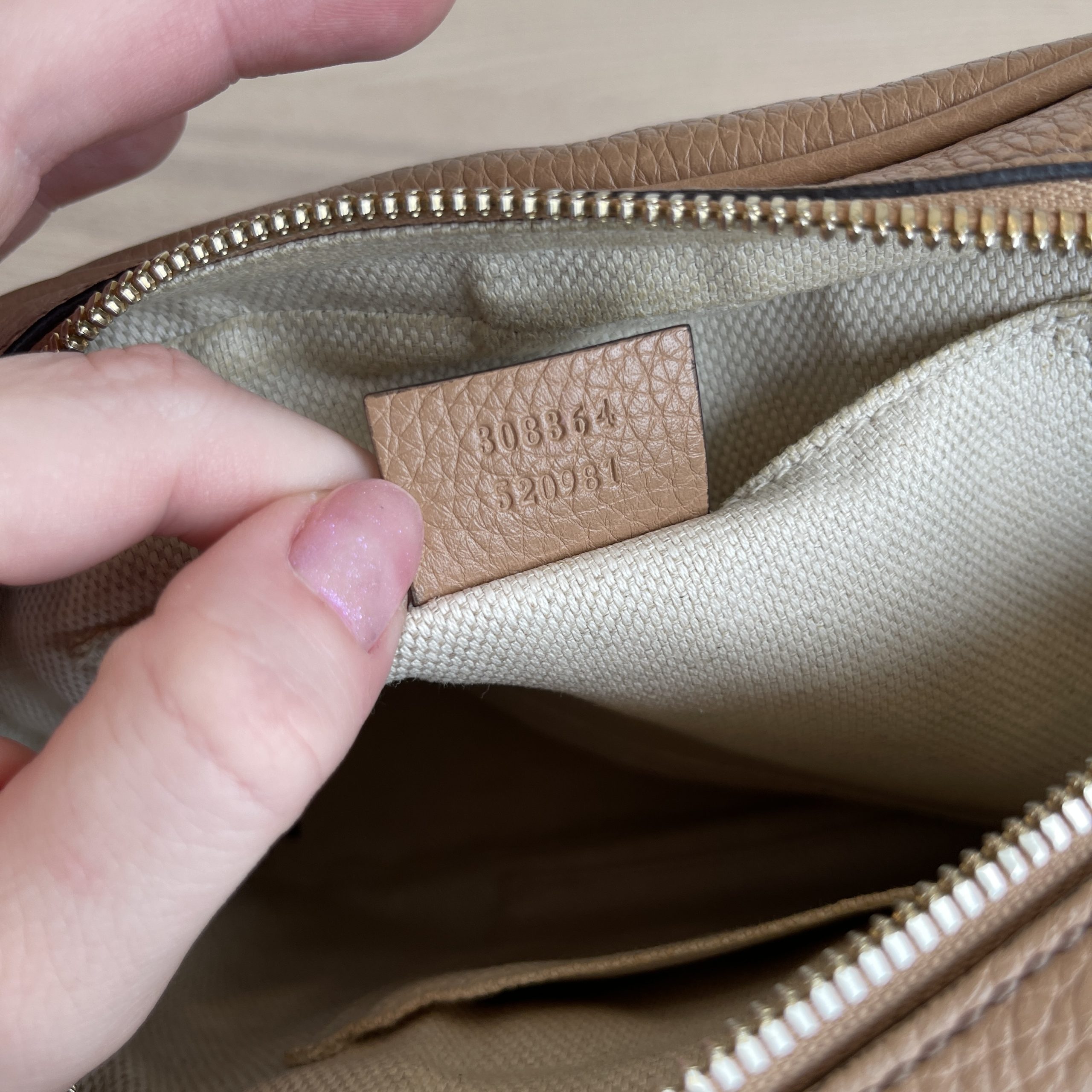Gucci Calfskin Small Soho Disco Bag Rose Beige