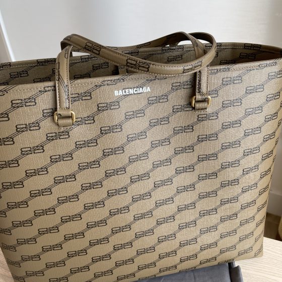 Balenciaga Signature Large East West Shopper Bag BB Monogram Coated Canvas in Beige