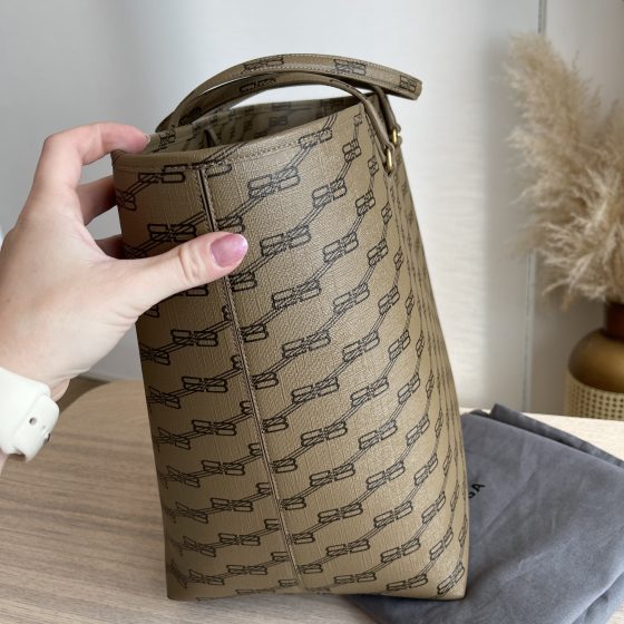 Balenciaga Signature Large East West Shopper Bag BB Monogram Coated Canvas in Beige