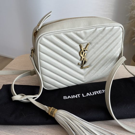 Saint Laurent Calfskin Matelasse Monogram Lou Camera Bag Blanc Vintage