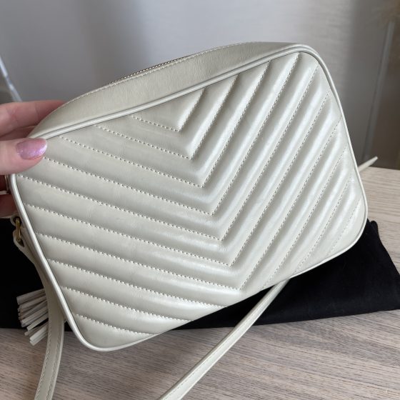 Saint Laurent Calfskin Matelasse Monogram Lou Camera Bag Blanc Vintage