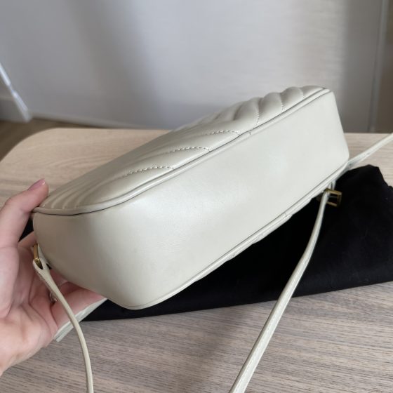 Saint Laurent Calfskin Matelasse Monogram Lou Camera Bag Blanc Vintage