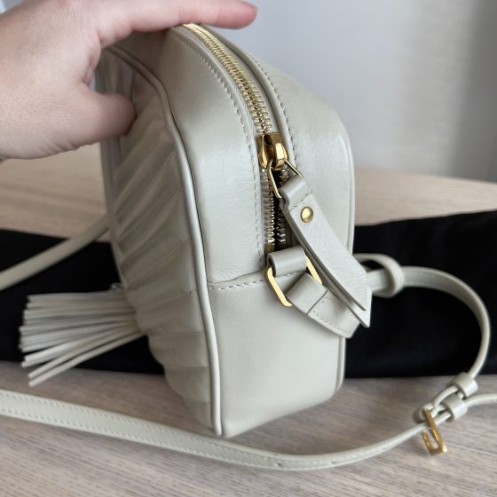 Saint Laurent Calfskin Matelasse Monogram Lou Camera Bag Blanc Vintage