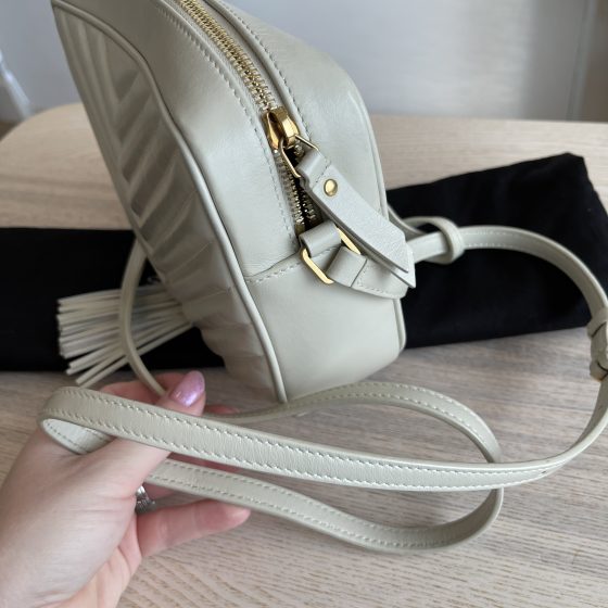 Saint Laurent Calfskin Matelasse Monogram Lou Camera Bag Blanc Vintage