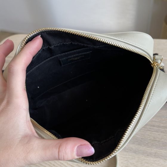 Saint Laurent Calfskin Matelasse Monogram Lou Camera Bag Blanc Vintage