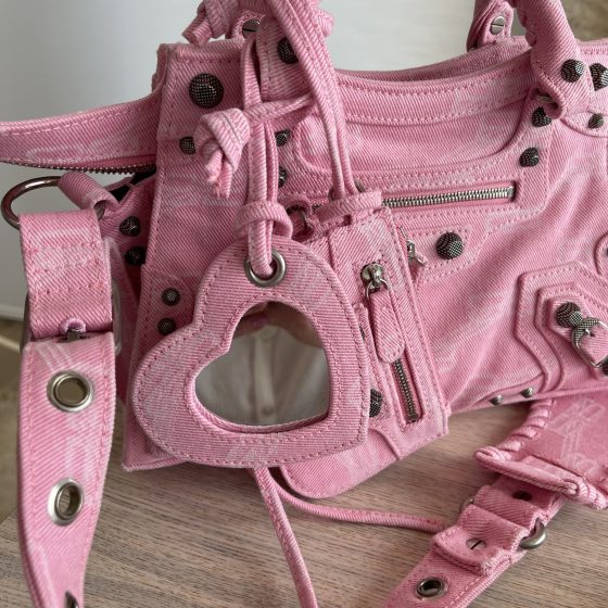 Balenciaga Neo Cagole XS Handbag BB Monogram Denim Pink