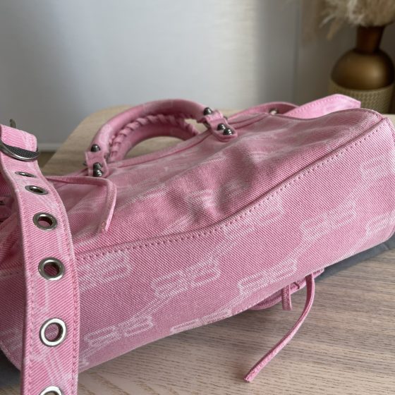 Balenciaga Neo Cagole XS Handbag BB Monogram Denim Pink