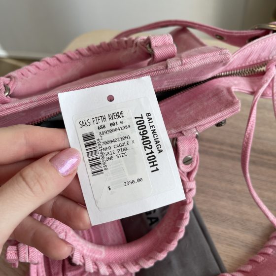 Balenciaga Neo Cagole XS Handbag BB Monogram Denim Pink