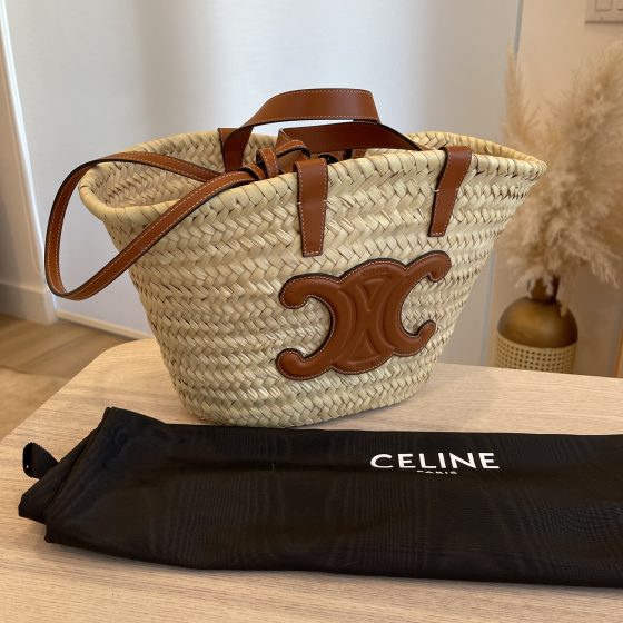 Celine Teen Triomphe Celine Classic Panier in Palm Leaves and Calfskin