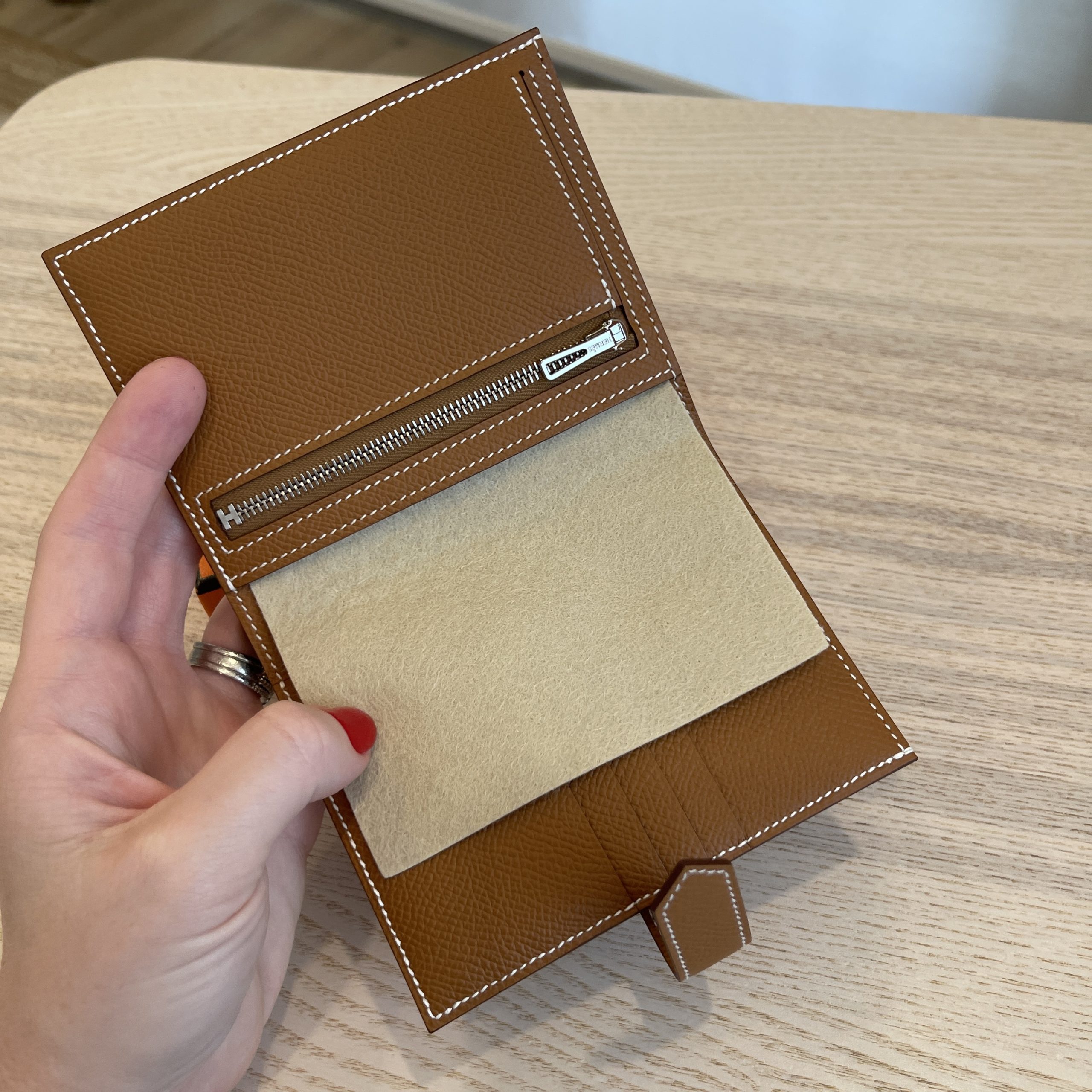 Hermes Epsom Bearn Compact Wallet Gold