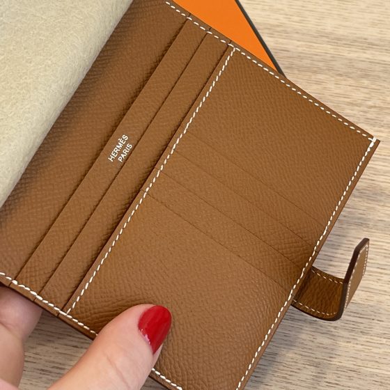 Hermes Epsom Bearn Compact Wallet Gold