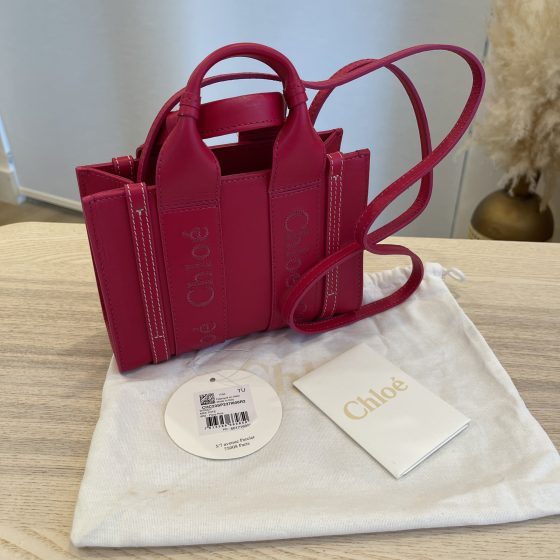 Chloe Calfskin Mini Woody Ribbon Tote Fizzy Pink