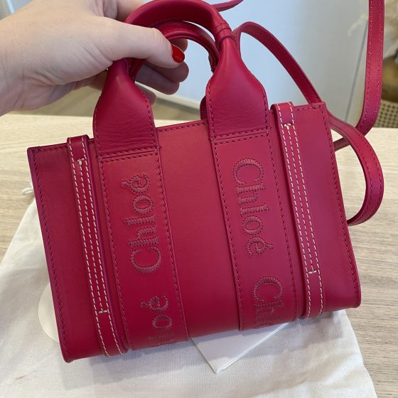 Chloe Calfskin Mini Woody Ribbon Tote Fizzy Pink