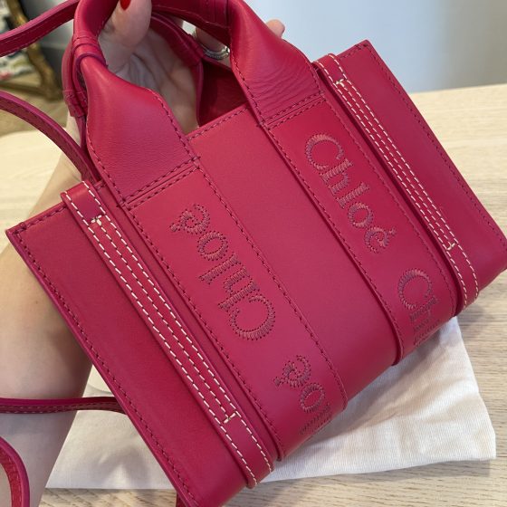 Chloe Calfskin Mini Woody Ribbon Tote Fizzy Pink