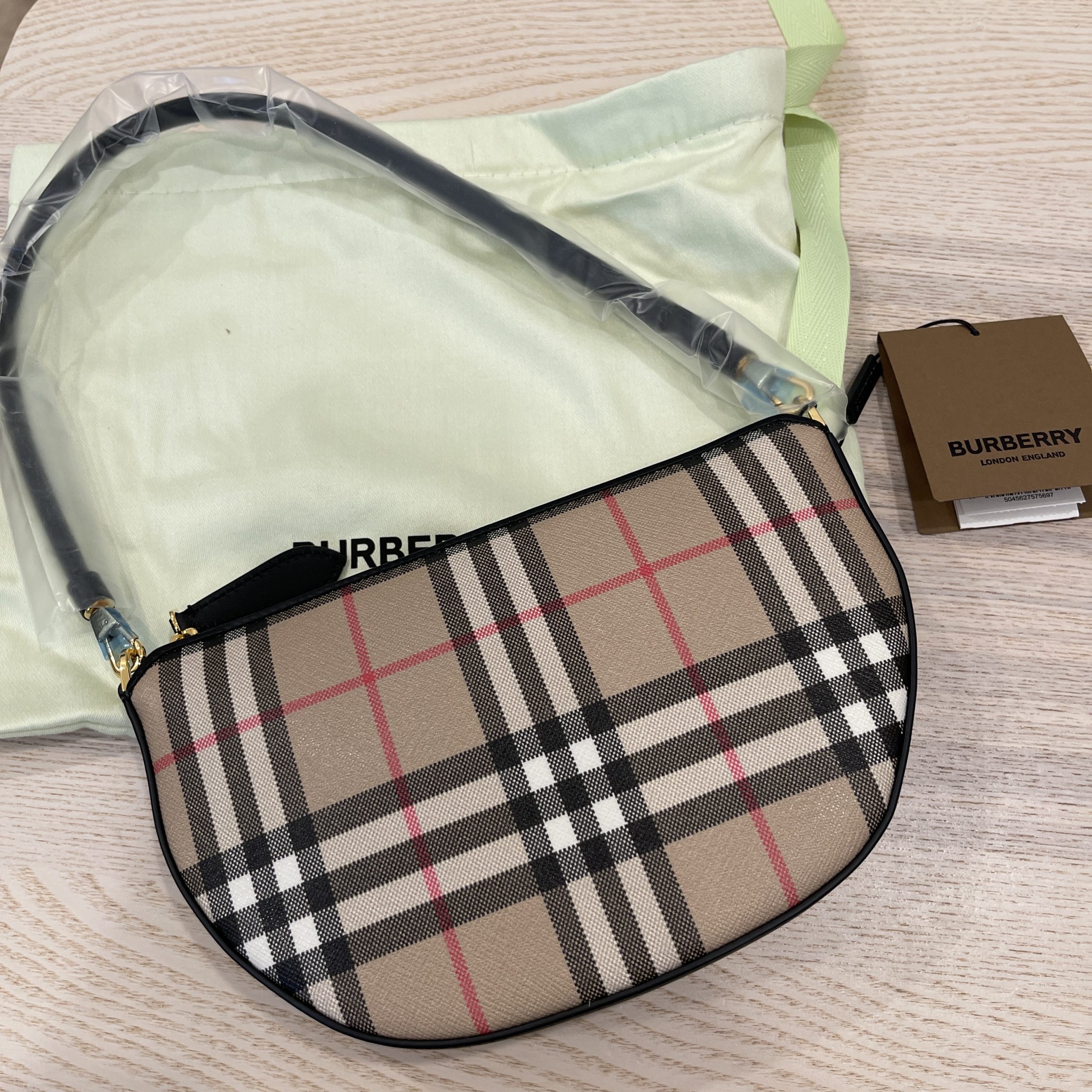 BURBERRY Leather-trimmed checked canvas shoulder bag