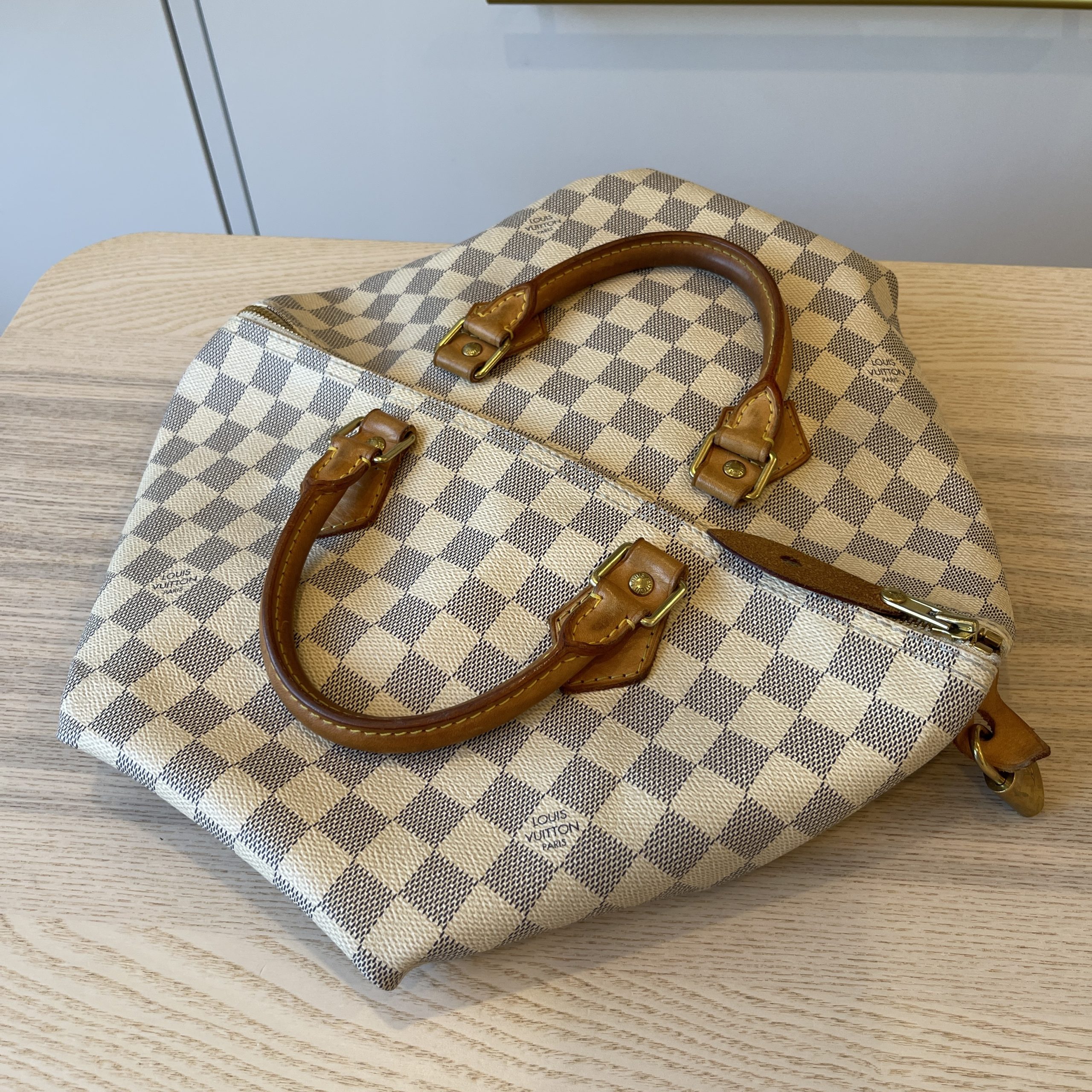 Louis Vuitton Speedy 35 Damier Azur canvas with lock and key