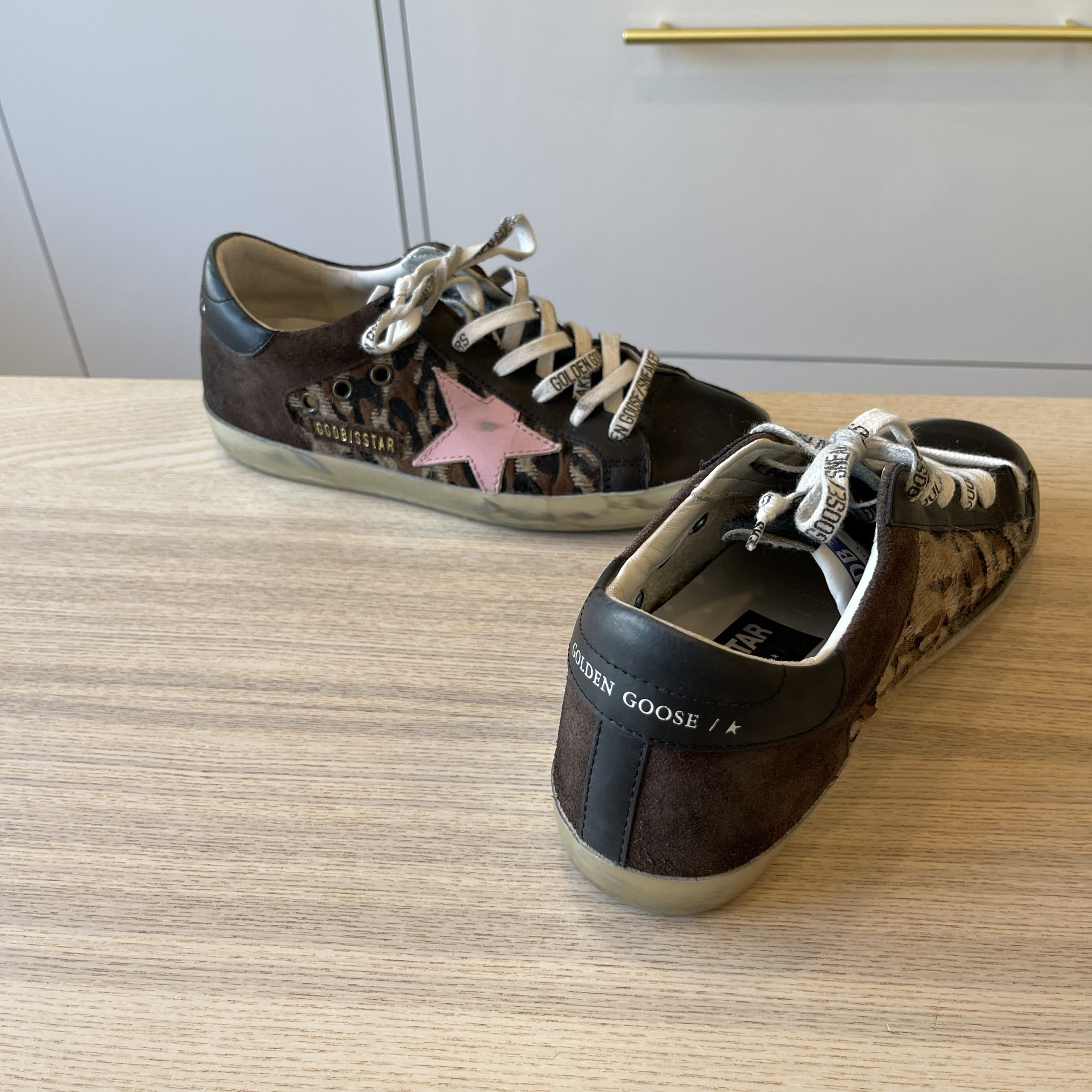 Golden Goose Super-Star sneakers with leopard-print jacquard and suede  inserts and pony skin tongue Size 37