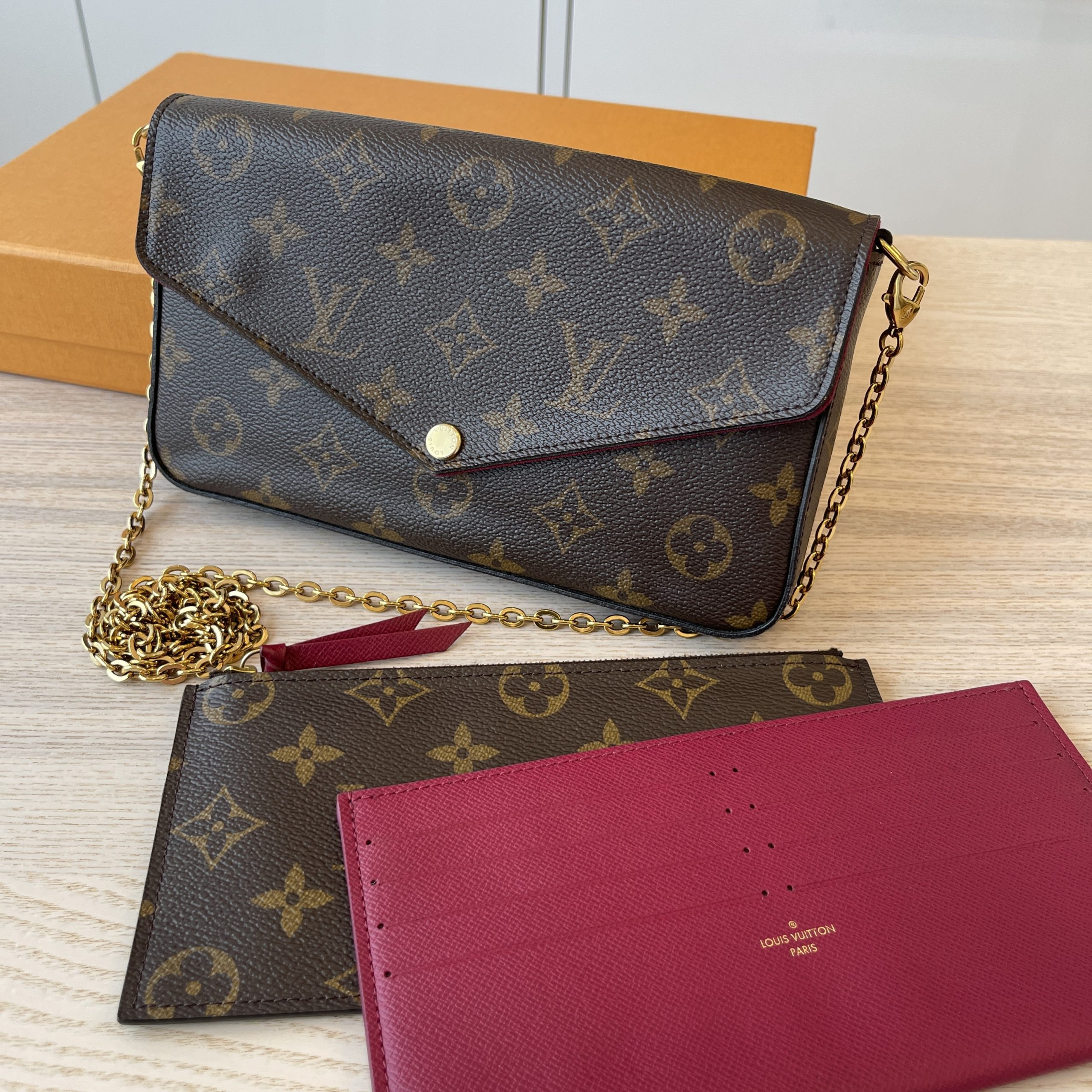 Louis Vuitton Monogram Pochette Felicie Chain Wallet Fuchsia