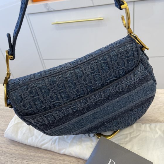 Christian Dior Oblique Denim Saddle Bag