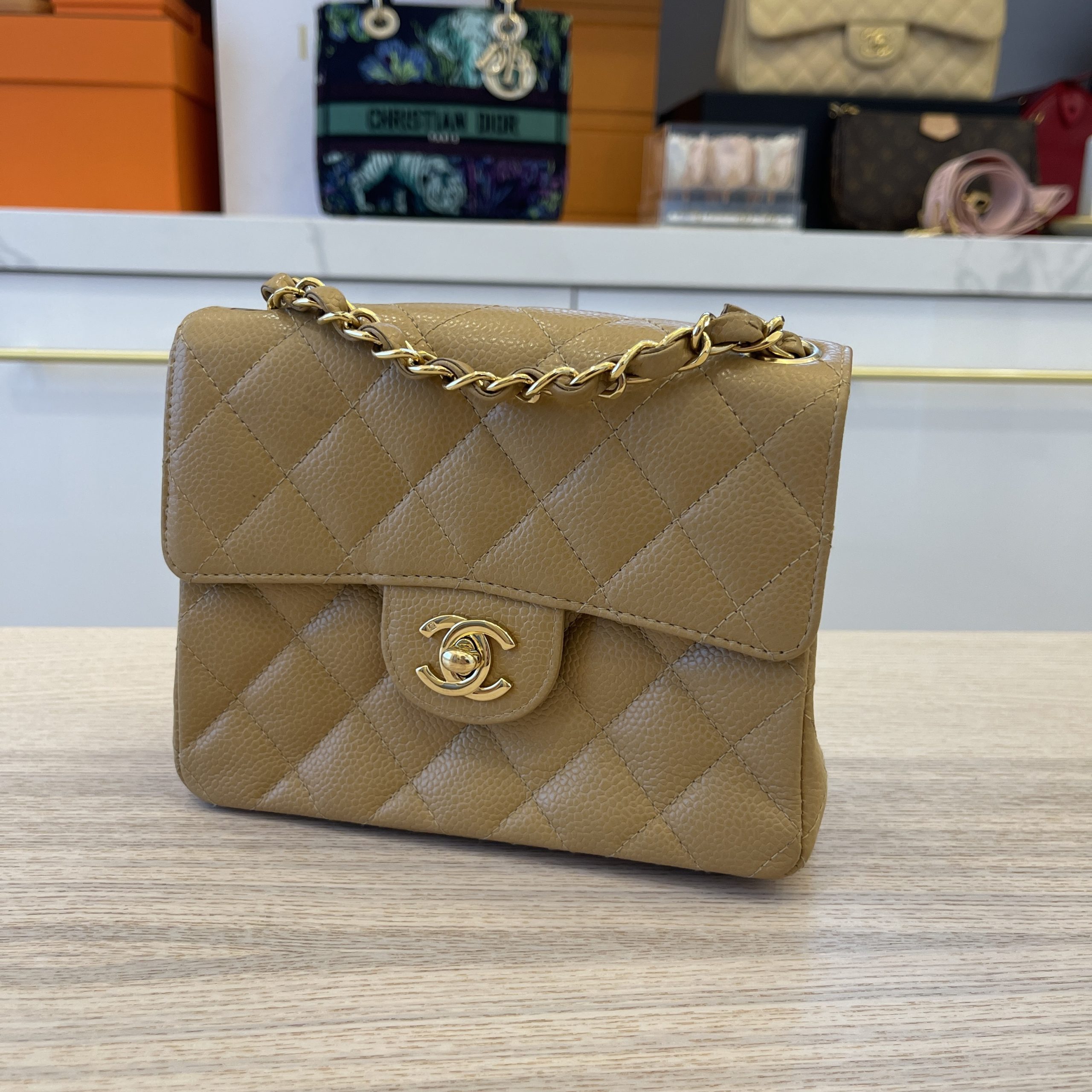 Chanel Small Tote Beige Caviar GHW