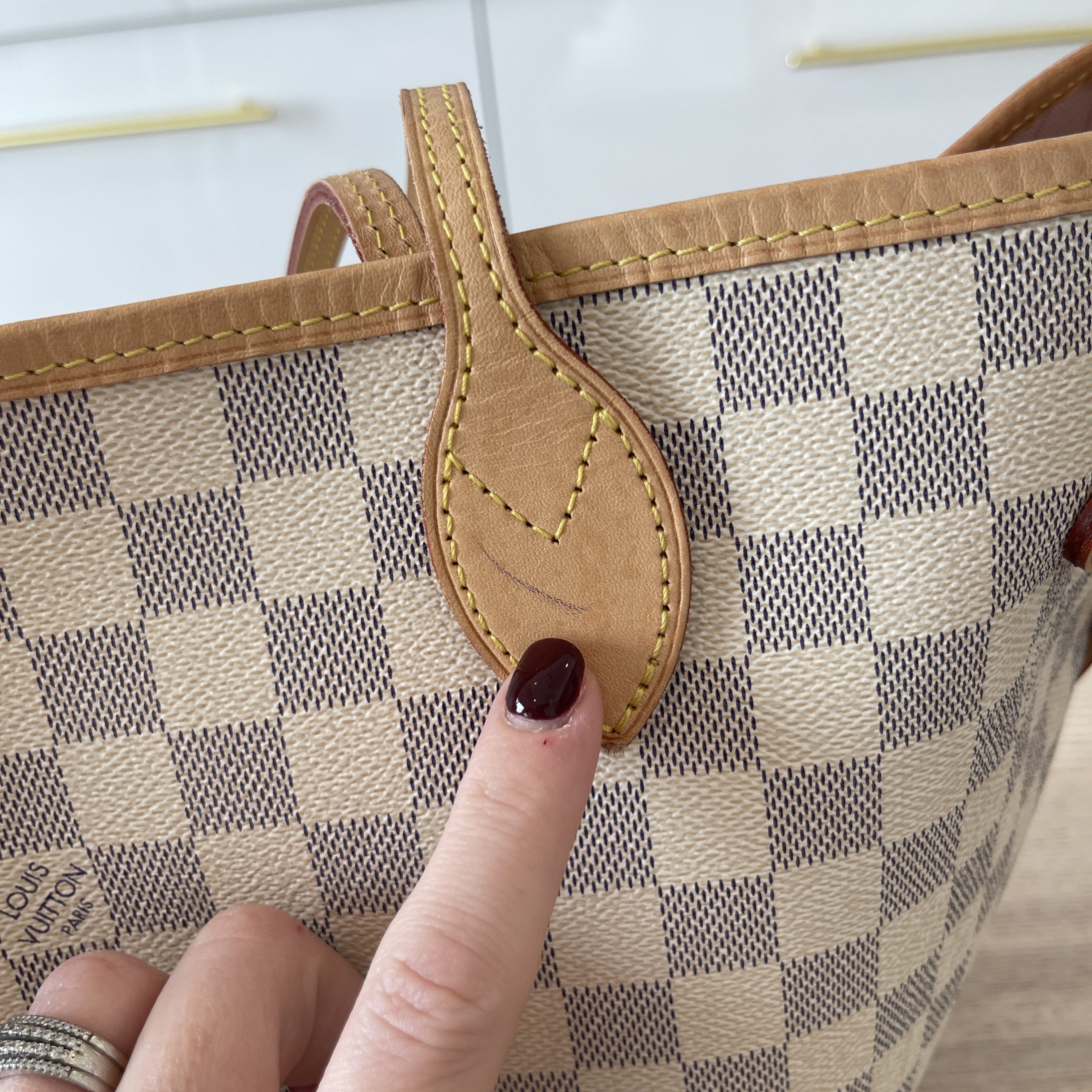 Louis Vuitton Damier Azur Neverfull MM Rose Ballerine