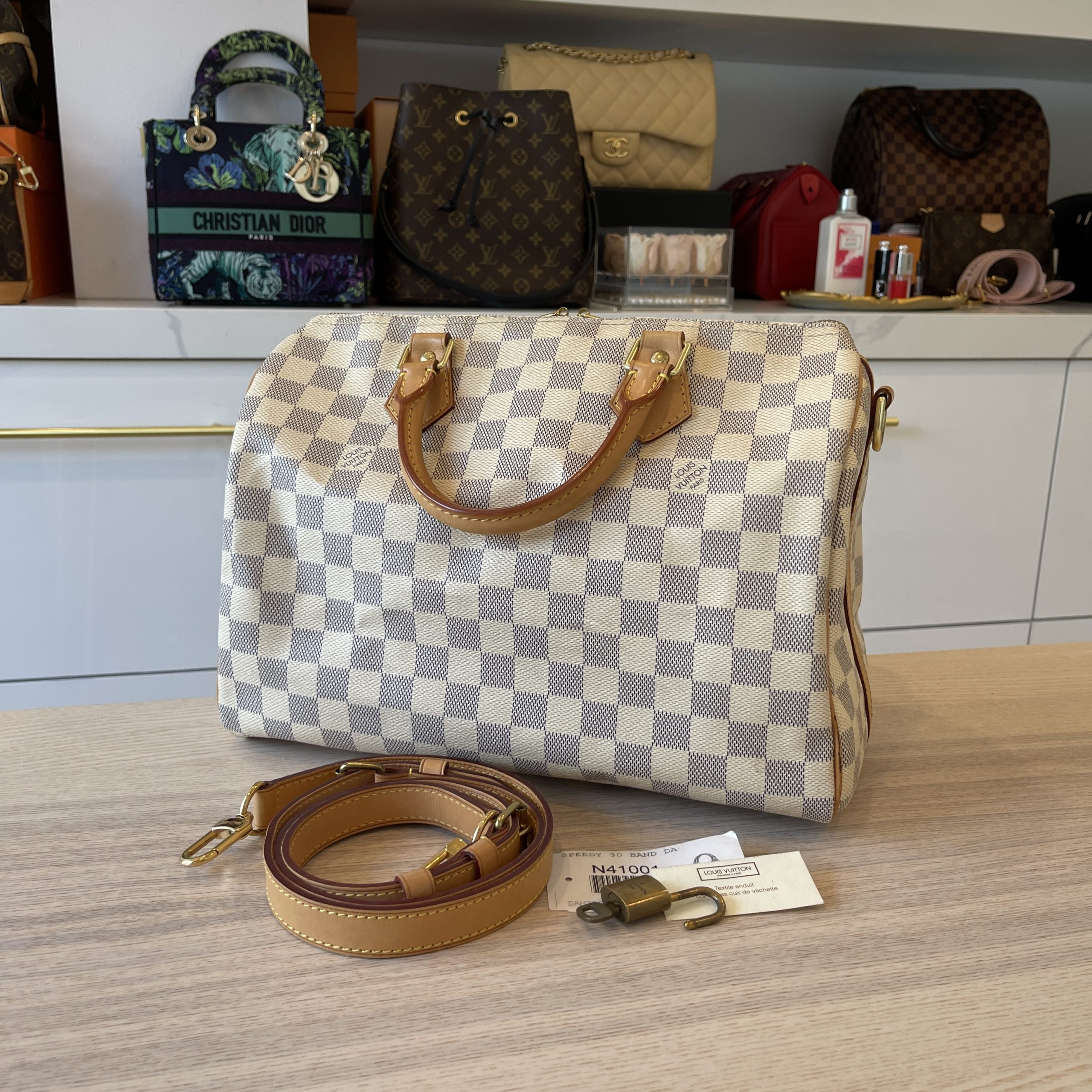 Louis Vuitton Speedy Bandouliere Damier Azur 30