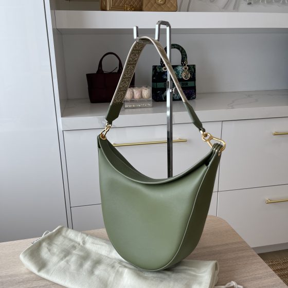 Loewe Satin Calfskin Jacquard Small Luna Bag Avocado Green