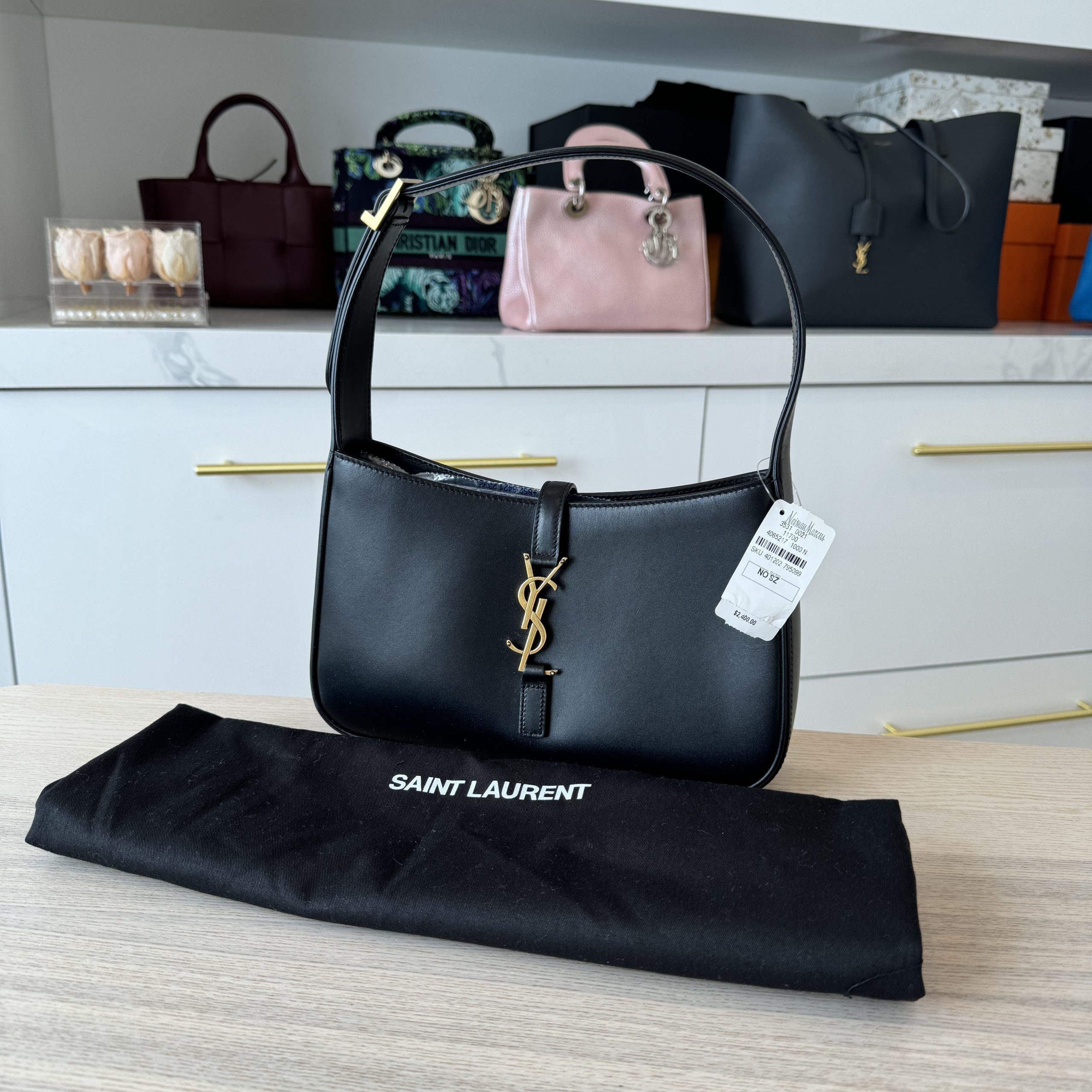 Ysl New Black Tag Hobo Leather Bag